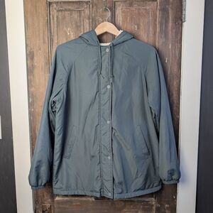 Twik Sherpa Lined Hooded Spring & Fall Minimalist Jacket | Forest Green | Large